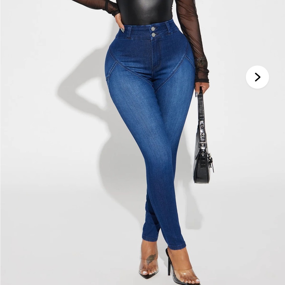 NWT Fashion Nova Booty So Good Moto Stretch Skinny Jeans - Dark Wash size 3